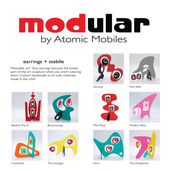 MODular MidMod Stabile Sculpture + Earrings - Wearable Art!