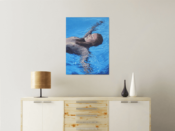 Blue bliss. original painting SEA summer GIFT sea swimming
