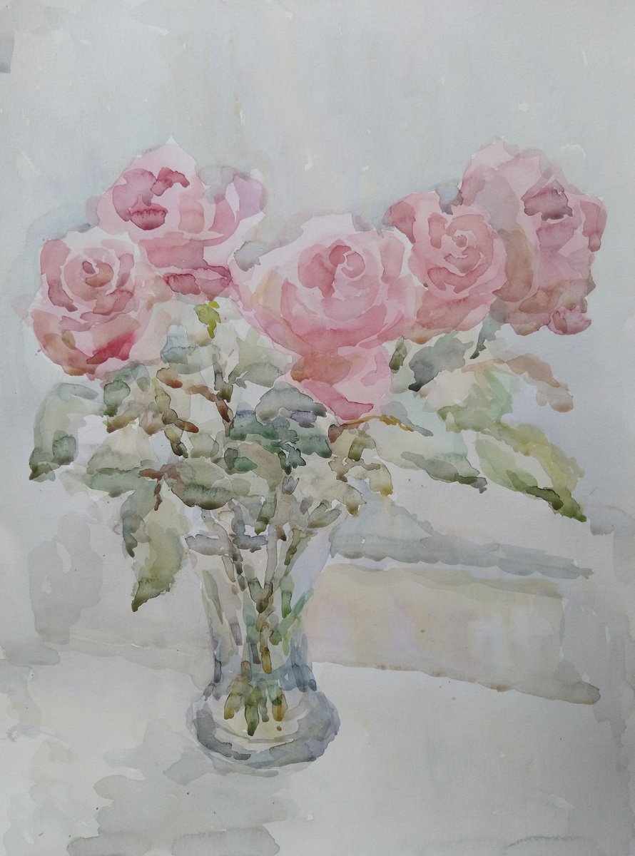 Roses. Original watercolour painting 2020 by Elena Klyan