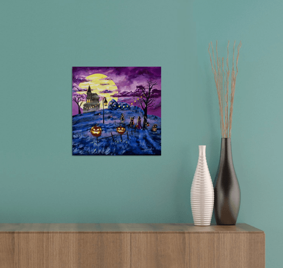 Halloween folk art painting