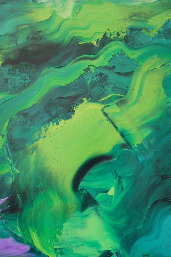 Light Green Dark Purple / Oil Painting 17