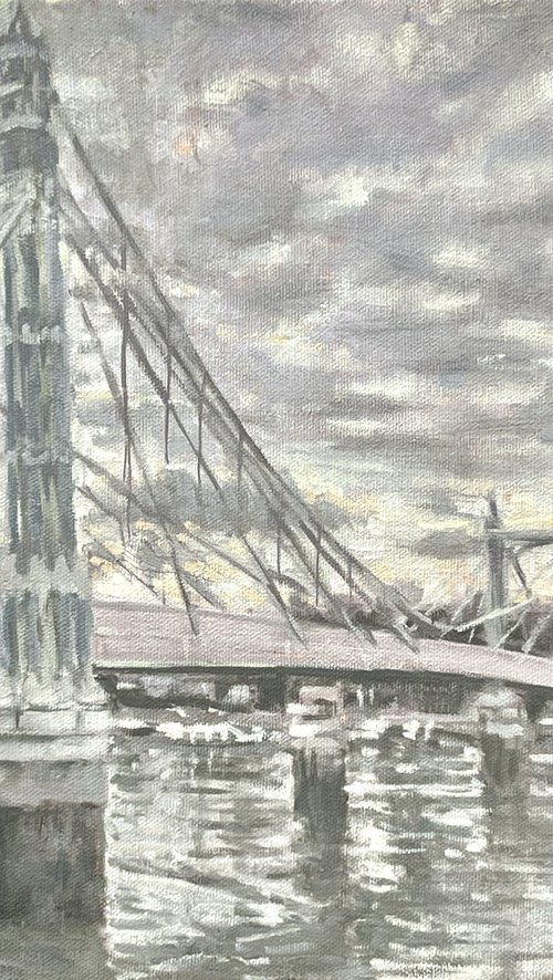 Albert Bridge in grey by Louise Gillard