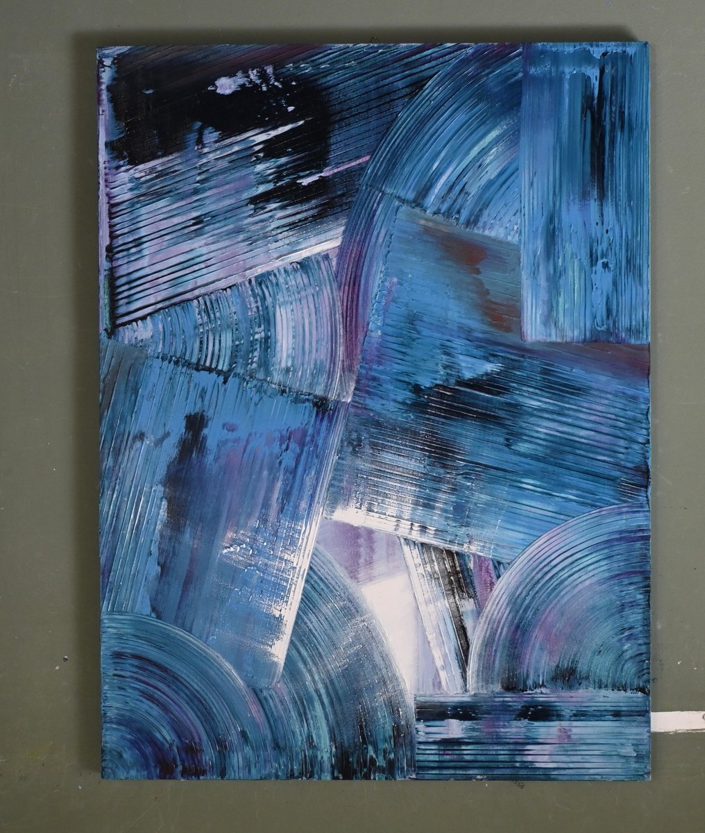 Geometric Oil Painting , Aqua By Giuseppe Pastore, 24 X 31, Artwork For Sale On Artfinder