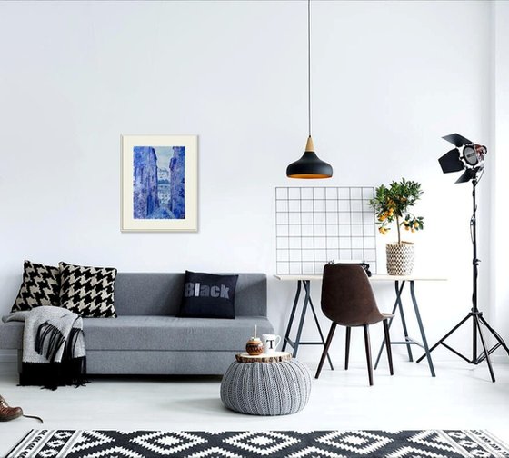 Blue dusk in the Spanish town