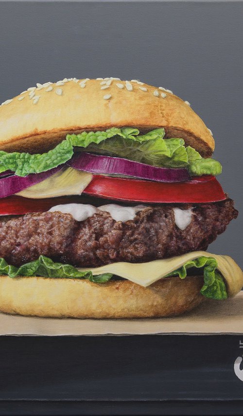 Hyperrealistic still life "Just Cheeseburger..." by Nataliya Bagatskaya