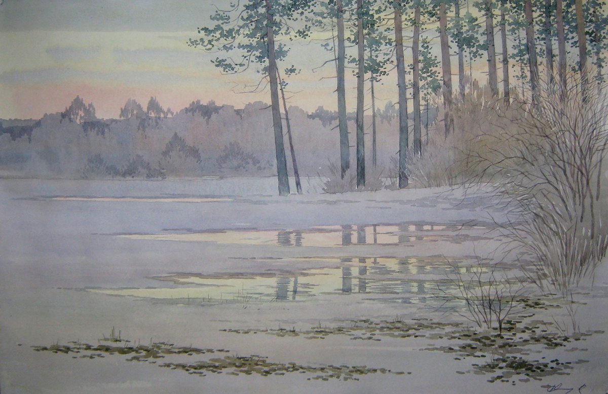 Impressionistic Landscape Watercolour By Valeriy Savenets-1, 24 X 16", It