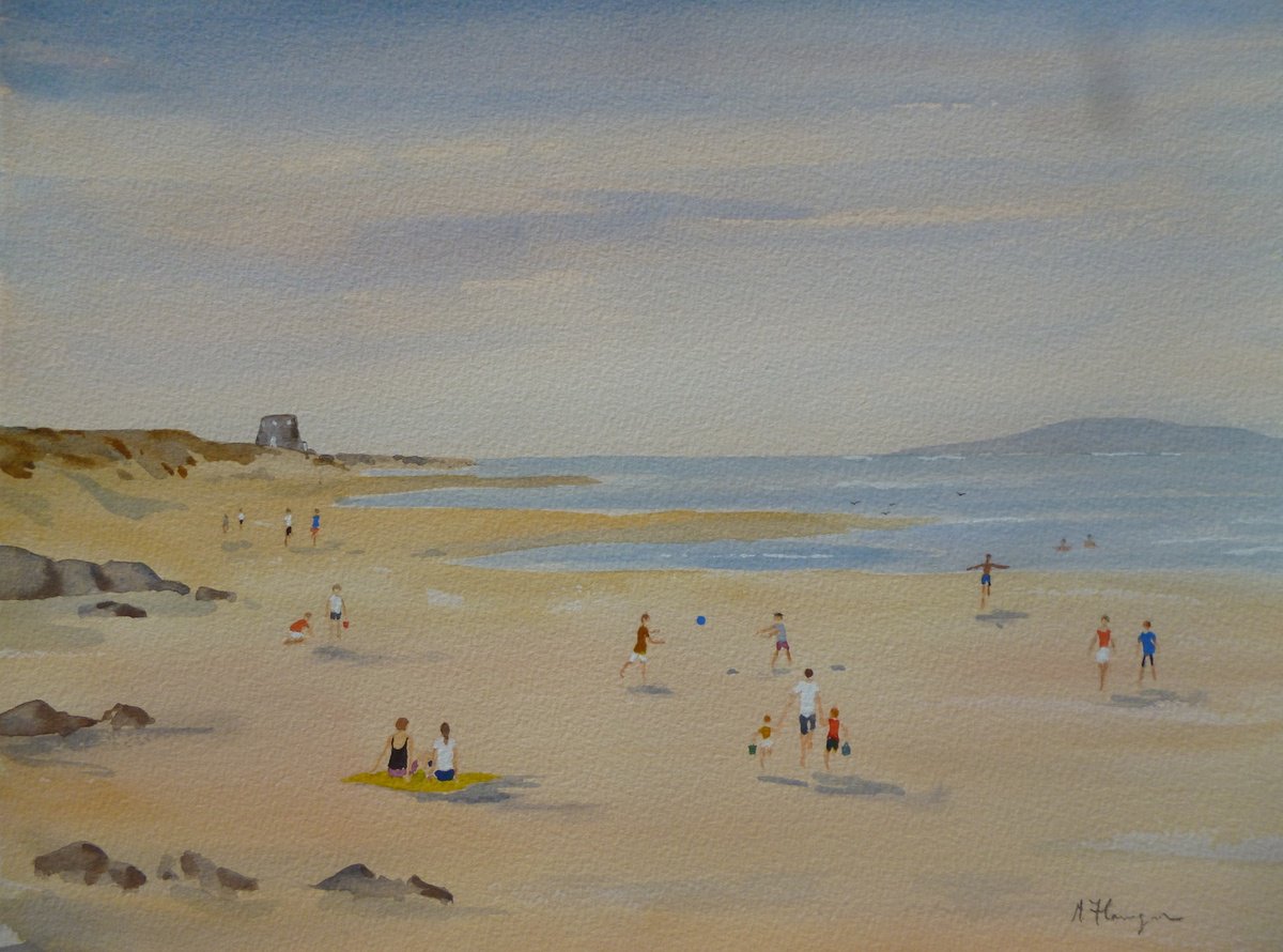 Expressive Landscape Watercolour By Maire Flanagan, 15 X 11", Summer Day At Malahide, Original Artwork
