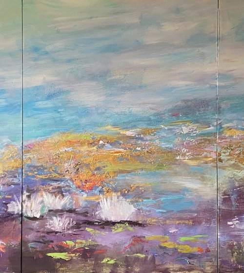 The White Water Lilies Triptych by Simon Jones