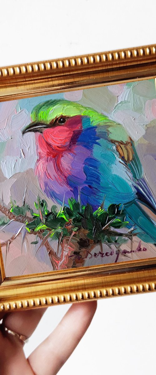 Bird painting colorful by Nataly Derevyanko