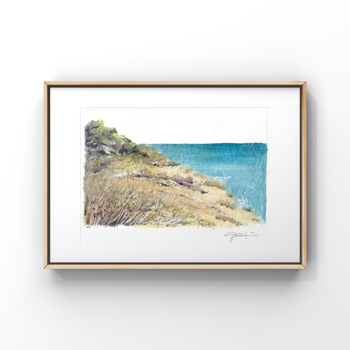 Expressive Landscape Oil Painting By Gozde Temiz Istanbul, 12 X 9, Summer Cliffside, Original Artwork