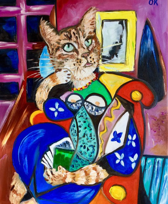 Dreaming Cat version of Picasso painting FOR CAT LOVERS GIFT IDEA