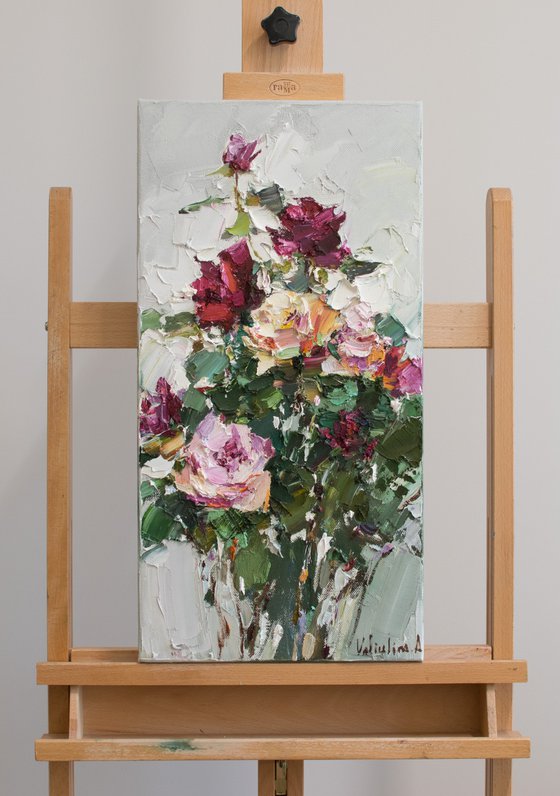 Roses  impasto painting - Original oil painting