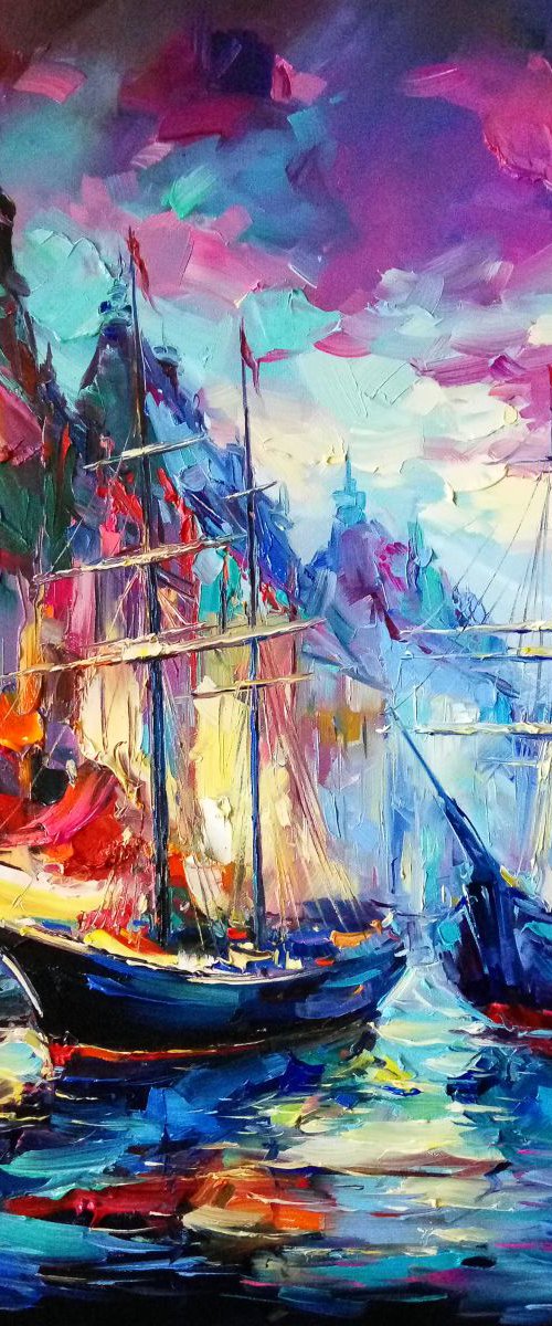 Ships in city by Artem Grunyka