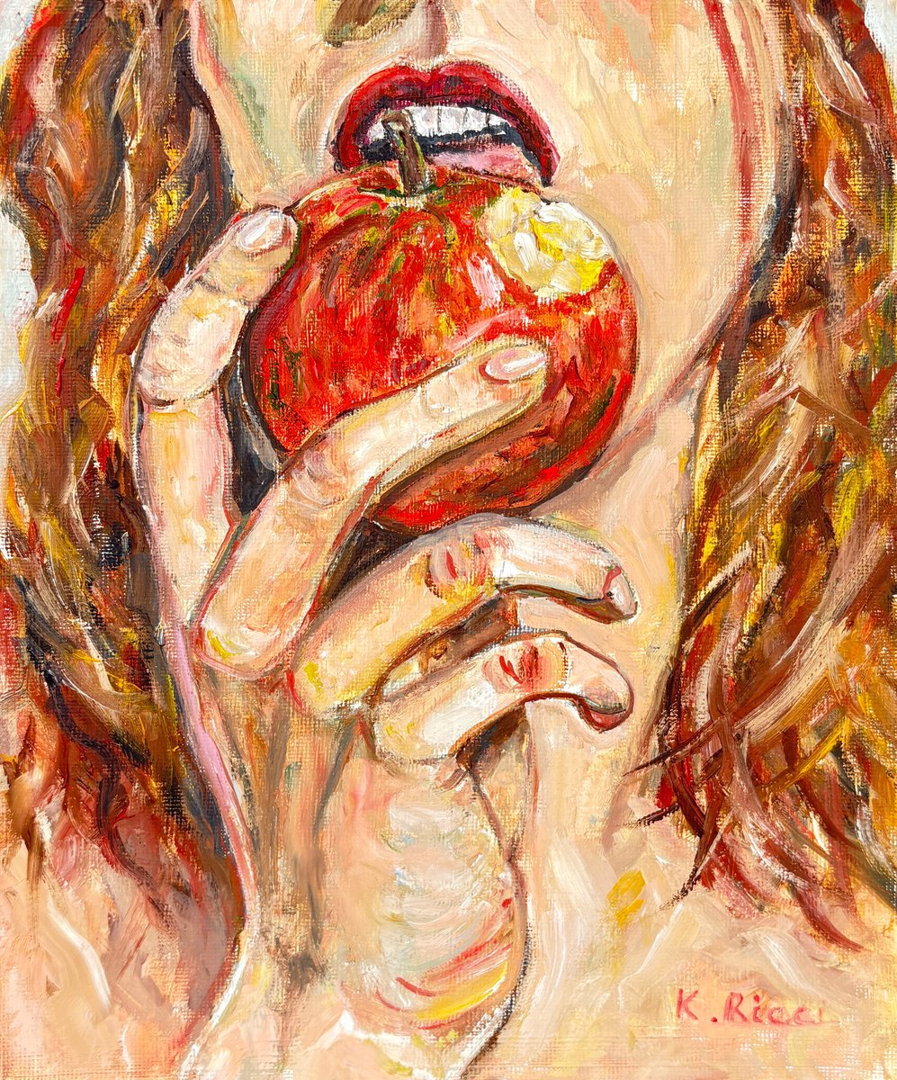 A Girl Eating An Apple By Katia Ricci, 8 X 10, Artwork For Sale On Artfinder