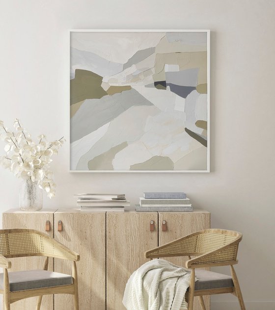 "Aura 4" Beige olive blue abstract art