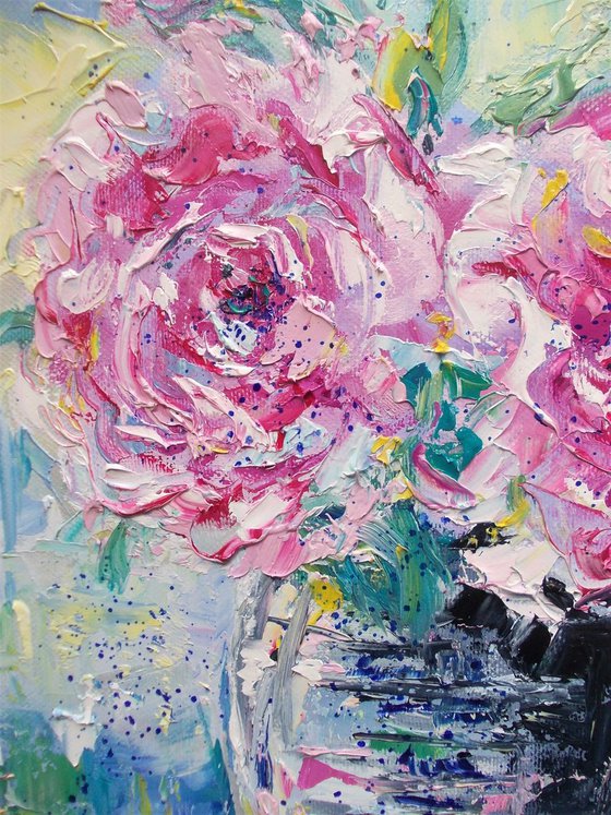 Roses painting on canvas-Small floral  painting-Original roses oil painting on canvas