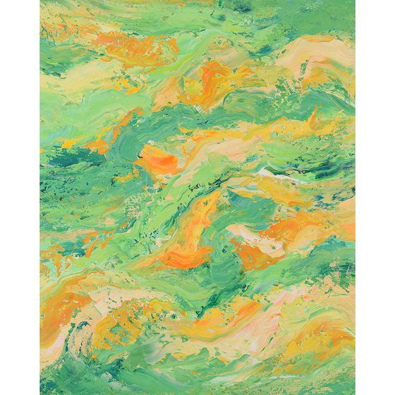 Orange Green Swirl - Vibrant Colorful Abstract