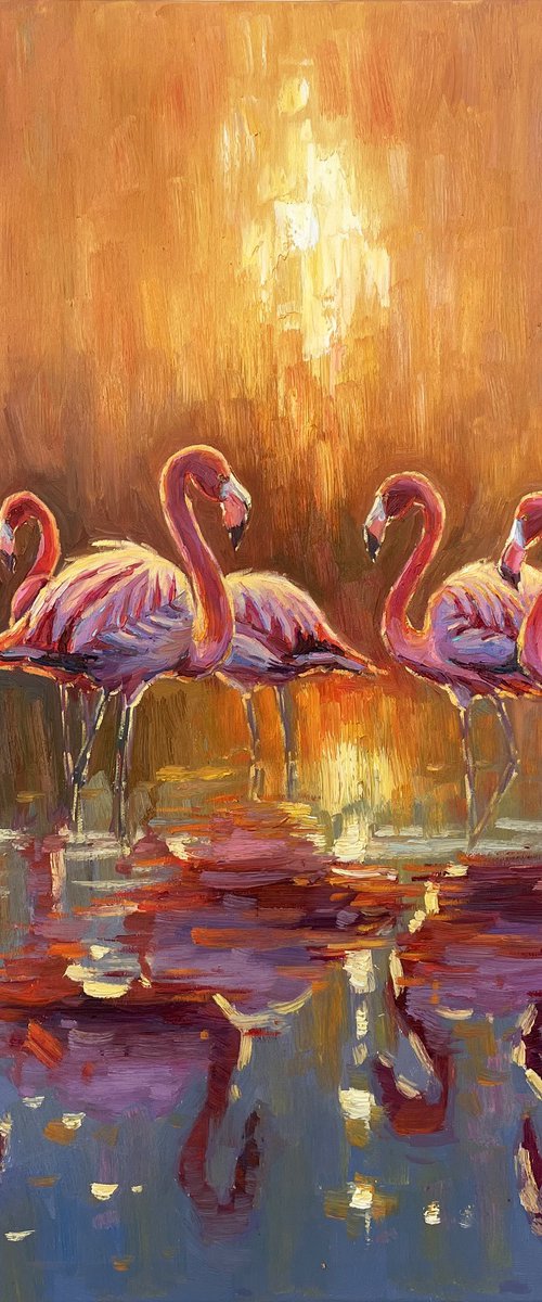 " Pink flamingos " by Evgeny Chernyakovsky