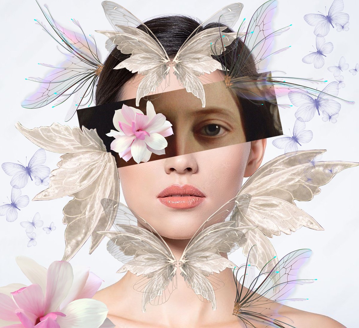 Surrealistic Portrait Photograph By Carmelita Iezzi, 24 X 24, The Butterfly, Original Artwork