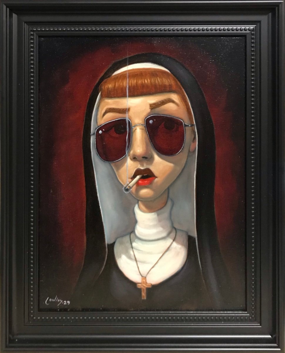 Expressive Portrait Oil Painting By Pete Conroy, 17 X 20", The Renegade, Original Artwork