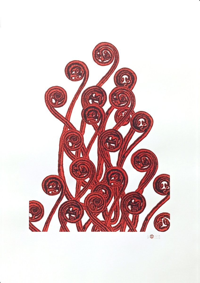 Illustrative Screenprint , Spiral Stories; Red By Mine Okur, 28 X 39, Artwork For Sale On Artfinder
