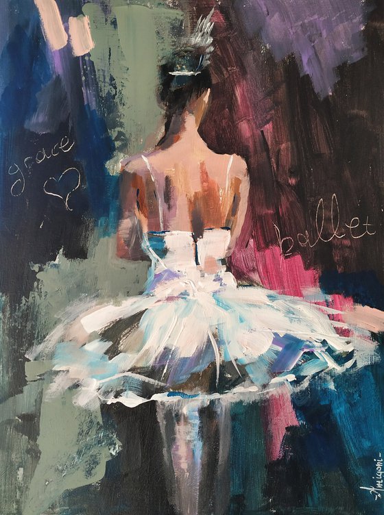 Backstage series  backstage 3-Ballerina- woman Painting on MDF