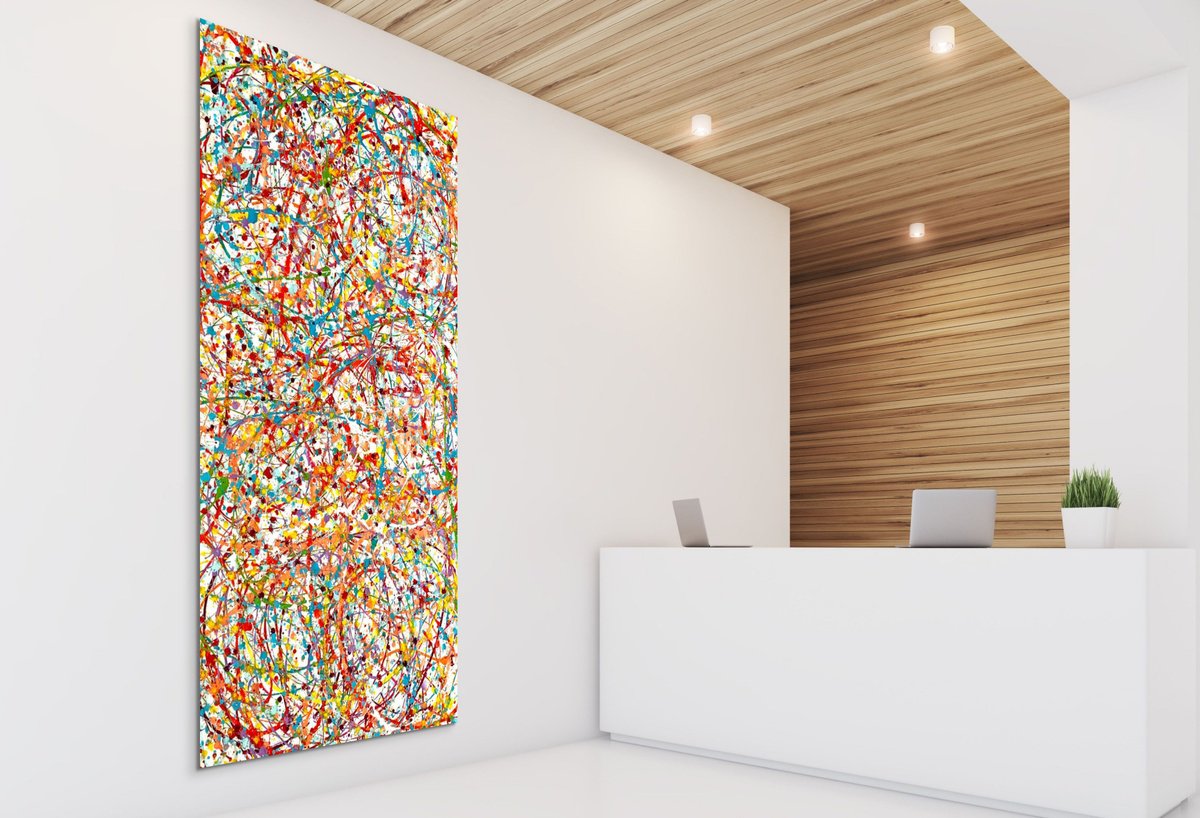 Organic Abstract Acrylic Painting By Estelle Asmodelle, 38 X 78, Our Games, Original Artwork
