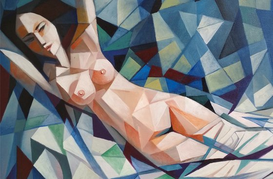 Dream(60x80cm, cubism, oil painting, ready to hang)