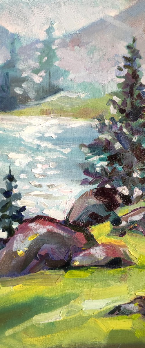 Mountain River Landscape by Natalia Miasnikova