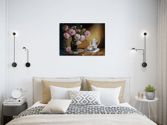 Still life with peonies