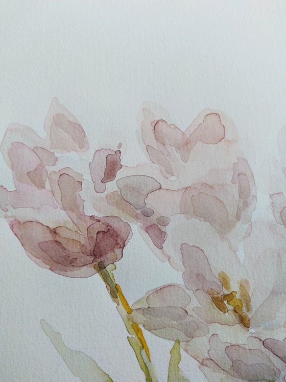 Tulips. Original watercolour painting.