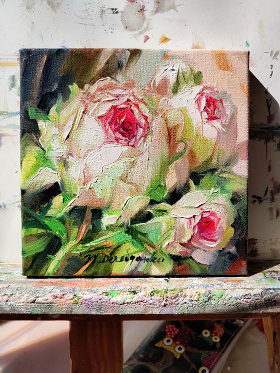 Pale rose oil painting canvas art flowers