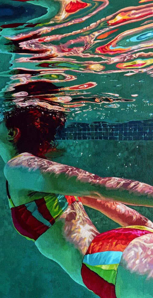 Solstice - Swimming Painting by Abi Whitlock