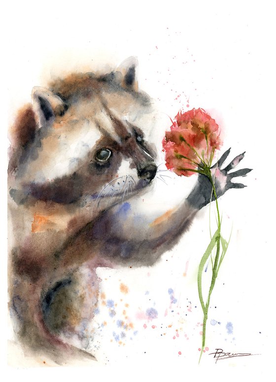 Raccoon and flower