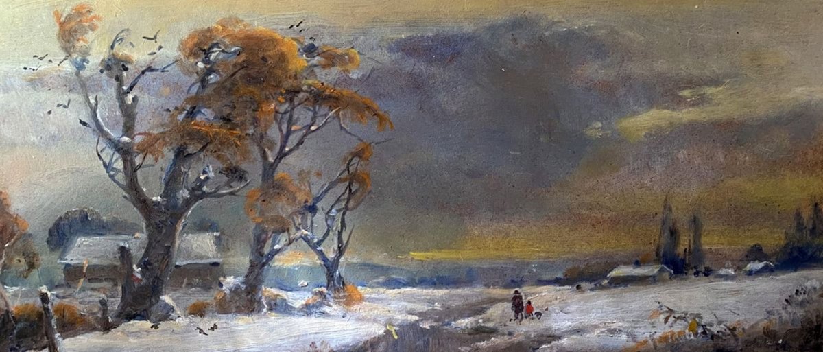 Impressionistic Landscape Oil Painting By Oleg And Alexander Litvinov, 8 X 17", February, Original Artwork