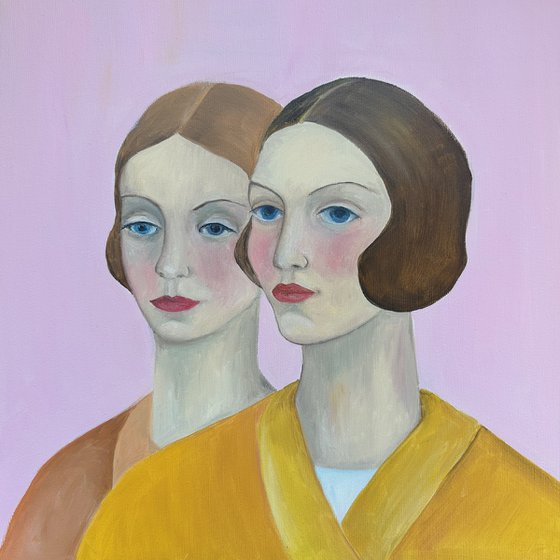 Two Girls on Pink