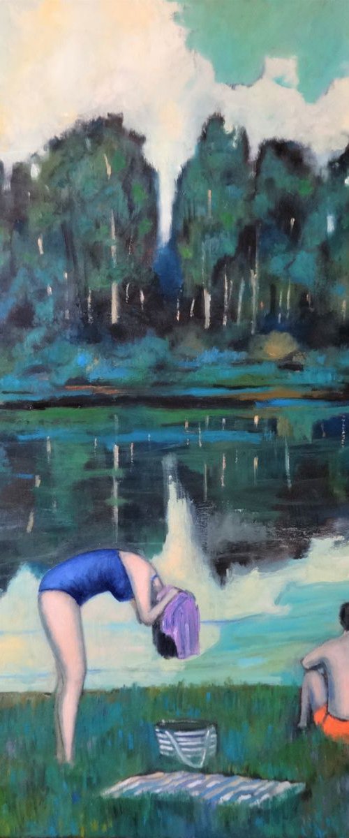 Bathers at the artificial lake by Massimiliano Ligabue