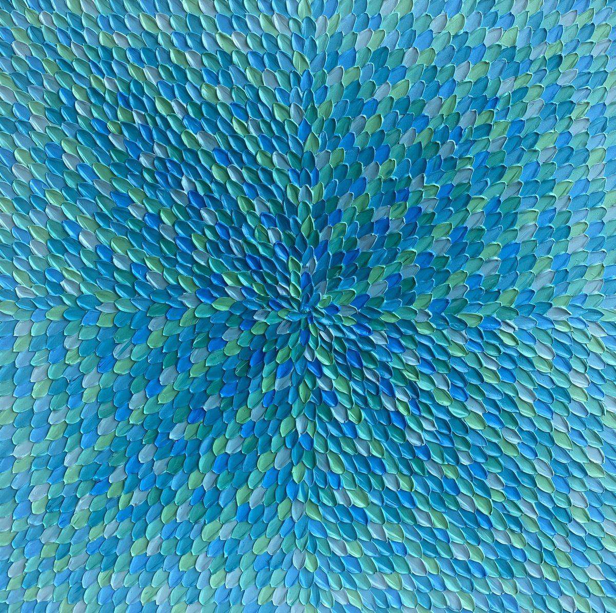 Geometric Abstract Acrylic Painting By Guzaliya Xavier, 30 X 30, Turquoise Dreams (Day), Original Artwork