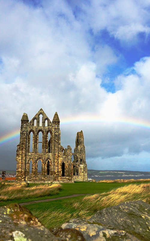 Whitby Abbey rainbow : 2020 Aug    1/20 30' X 20" by Laura Fitzpatrick
