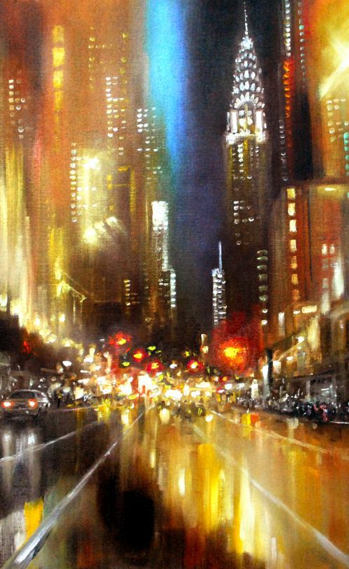 New York City lights3, 36x24 inches by Vishalandra Dakur