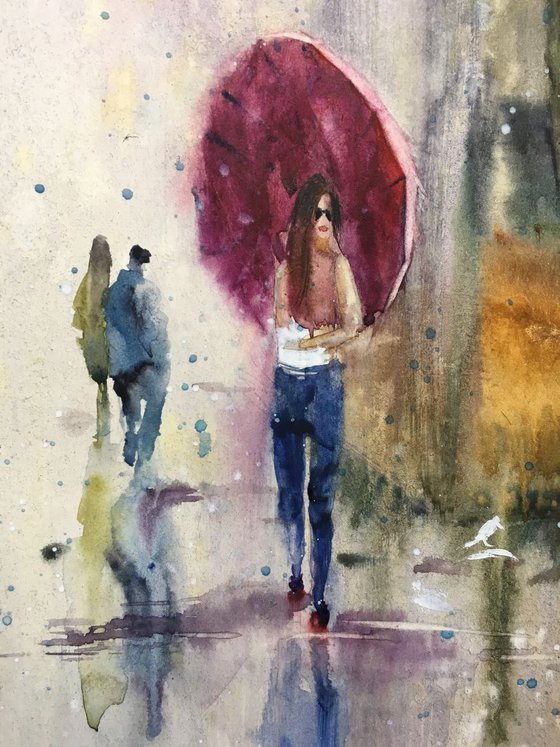 Watercolor "At the corner”