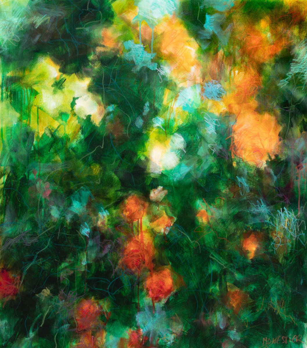 Orange and green rosebush by Fabienne Monestier