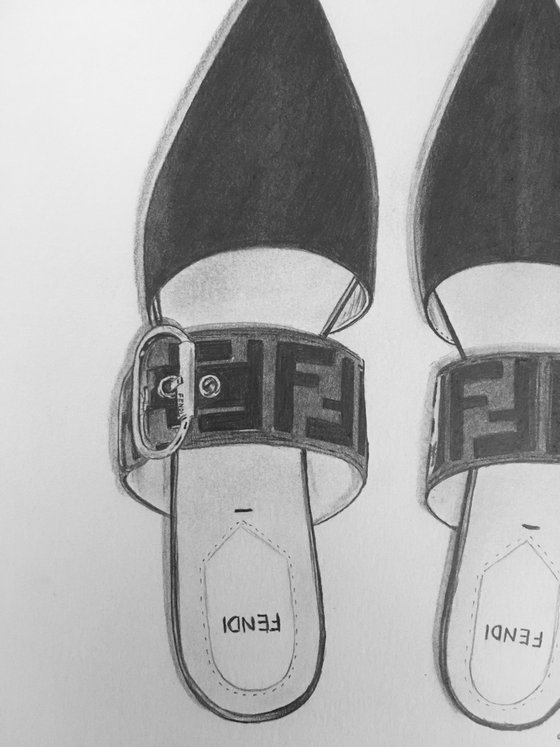 Fendi Shoe Graphite Drawing