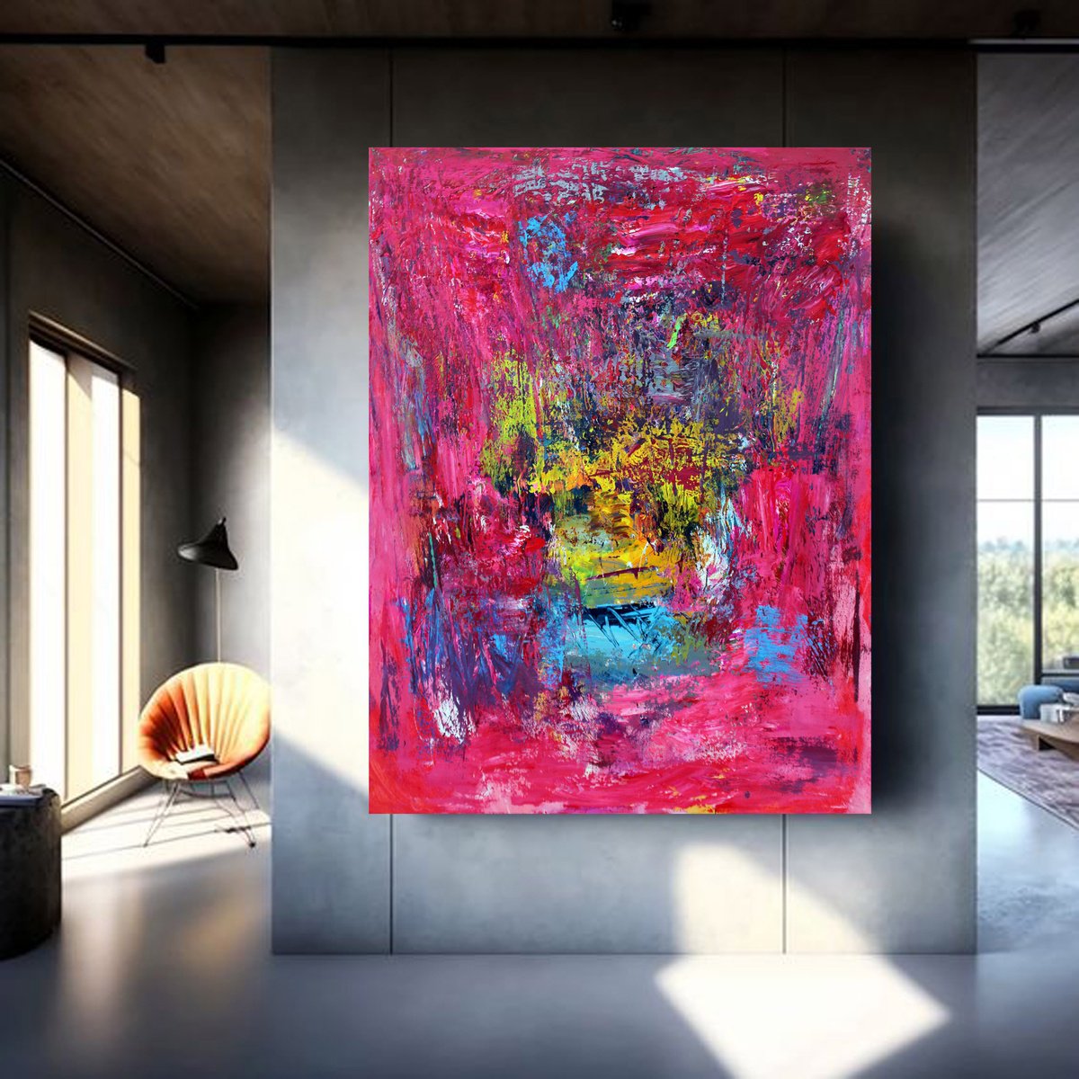 Abstract Acrylic Painting By Veljko Martinovic, 59 X 79", Debussy - Ri?verie, Original Artwork