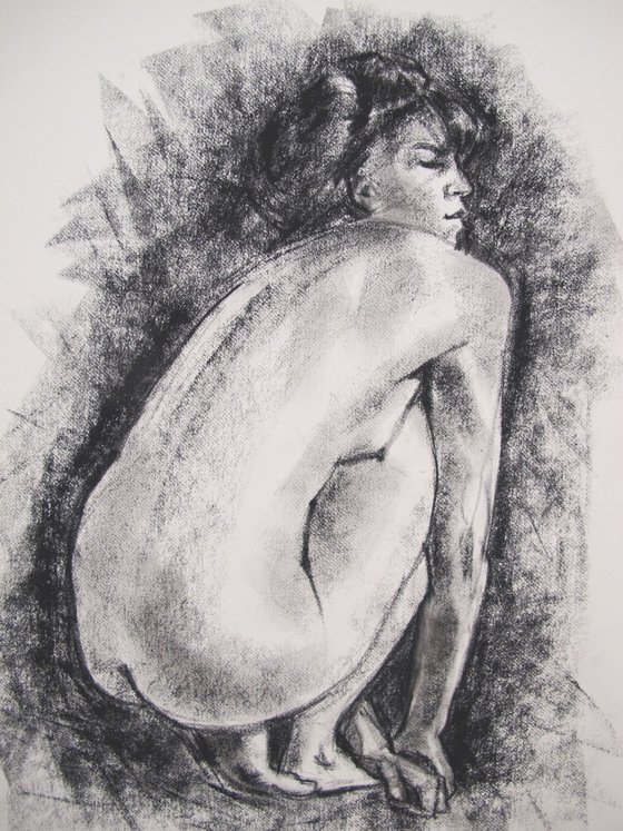 crouching female nude