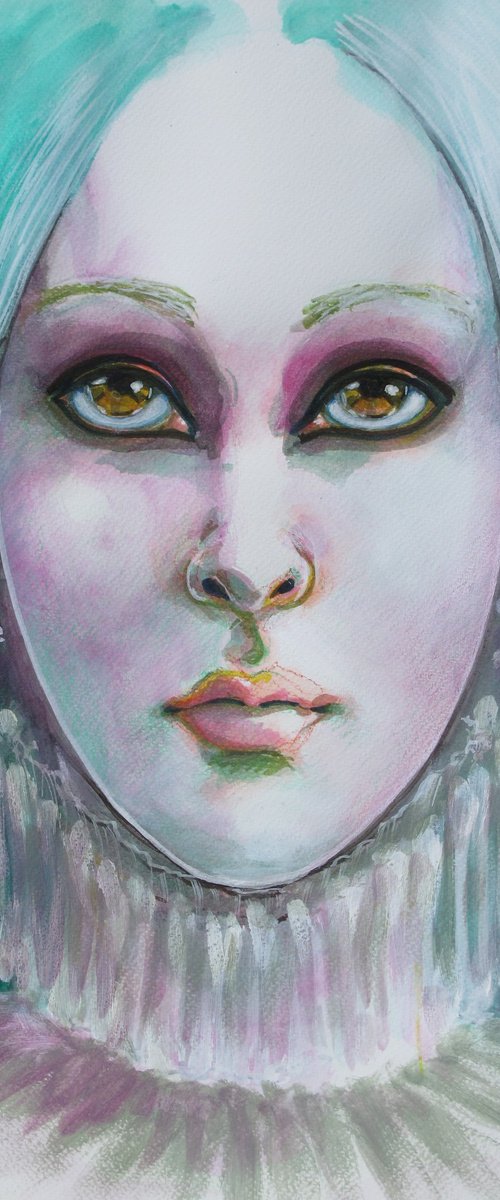 The girl with turquoise hair by Fabienne Monestier