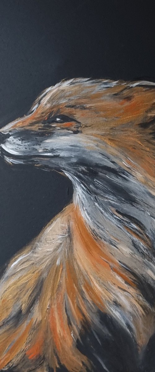 Windy day, fox painting by Inara Axelsson