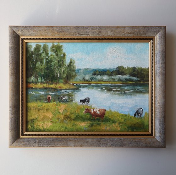 Cows Painting, Summer Snerey