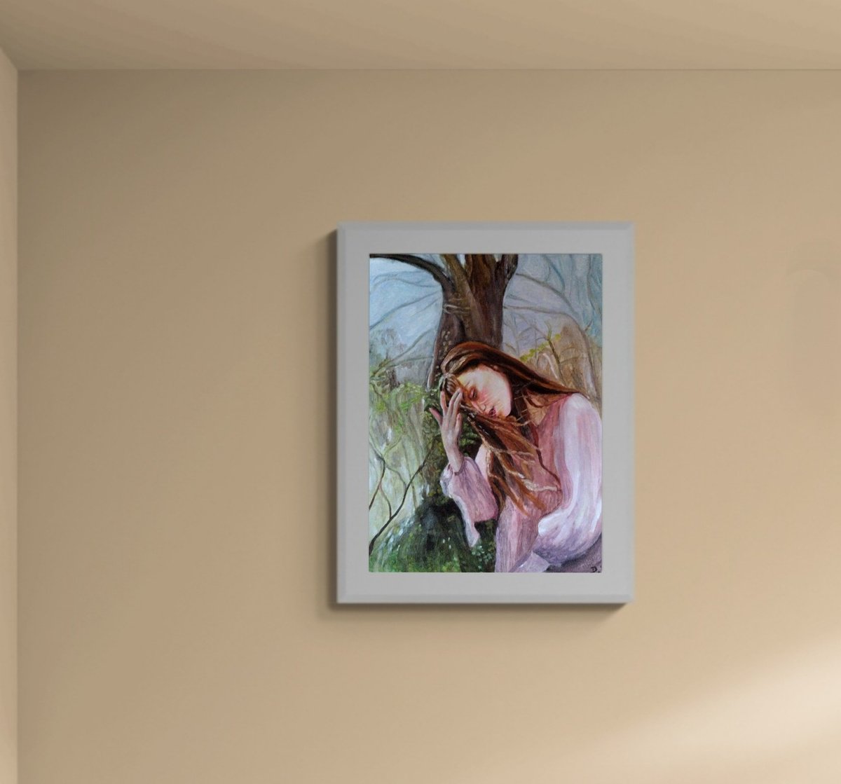 Portrait Oil Painting By Viktoria Deri, 12 X 16", Portrait In The Wind, Original Artwork