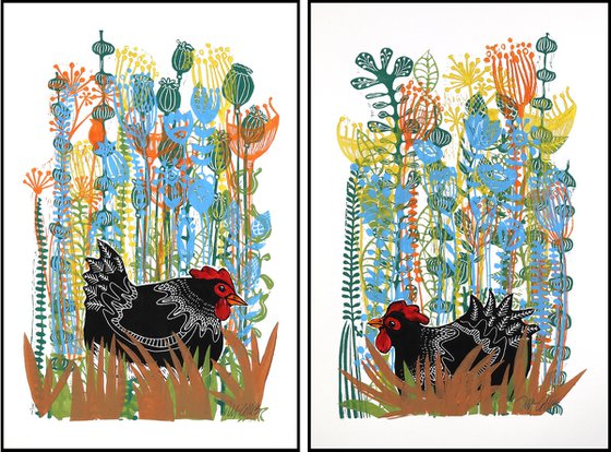 Happy Hens, print set